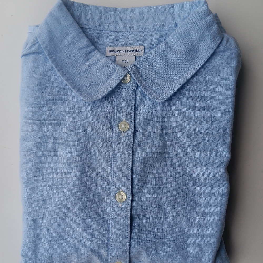 Two Girls 100% Cotton Uniform Shirt Blue